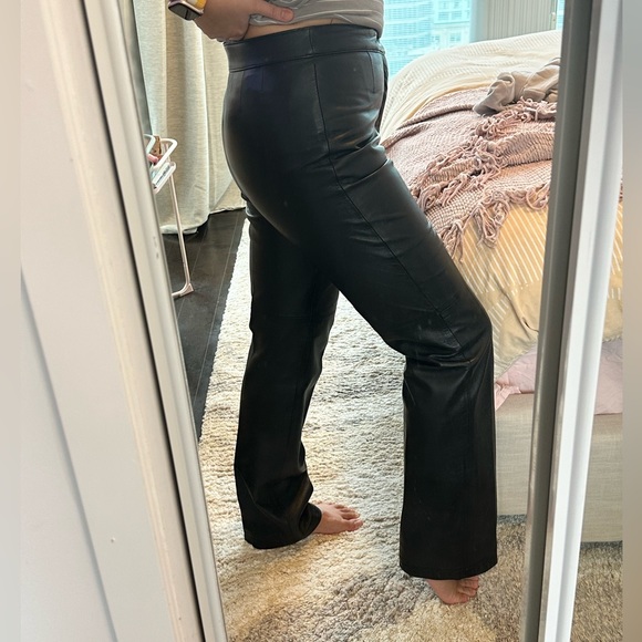 VINTAGE GENUINE LEATHER PANTS High Rise Straight Leg Bootcut Leather Pants - Picture 8 of 8